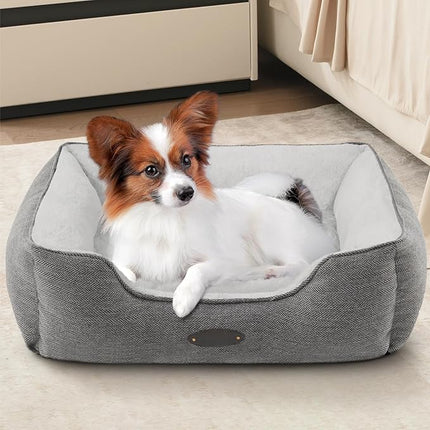 Dog Bed for Extra Small Dogs Breeds,Cat Bed,Puppy kennel bed,Deluxe Plush Dog Crate Beds,Comfy Durable Pet Sleeping bed,Washable rectangular dog bed & Non-Slip Bottom, Size (19"X16'' Grey)