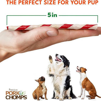 Pork Chomps Baked Pork Skin Dog Chews, 5-inch Mini Twists, Pepperoni Flavor Wrap, 30 Count