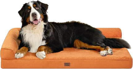 EHEYCIGA Memory Foam Dog Bed XXL, Giant Dog Bed Orthopedic with Washable Removable Cover, Waterproof Pet Bed Couch for Jumbo Dogs, 48x35x7.5 Inches, Pumpkin