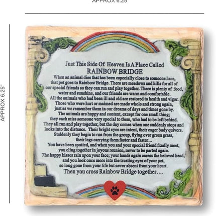 Pet Memorial Plaque - The Rainbow Bridge Story - Desktop Keepsake Remembrance Plaque for The Loss of a Dog or Cat - Measures 6 1/4" X 6 1/4" and has an Easel Back.