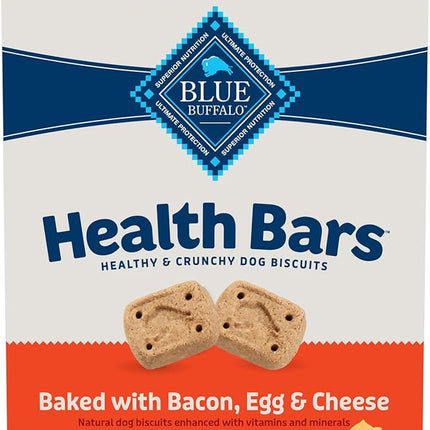 Blue Buffalo Mini Health Bars Crunchy Dog Biscuits, Oven-Baked With Natural Ingredients, Bacon, Egg & Cheese, 2-lb Box