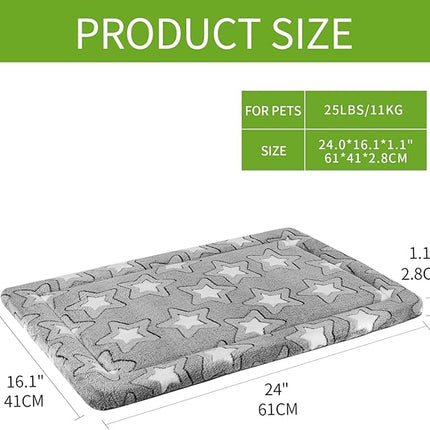 EMPSIGN Dog Crate Pad - Reversible Kennel Mat (Cool & Warm), Machine Washable, Cozy Star Pattern Sleeping Pad for Small Medium Large Dogs, All-Season Pet Bed, Suitable for 24"x18" Dog Crate, Grey