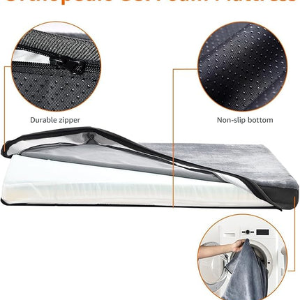 Amazon Basics Dog Bed with Cooling Gel Memory Foam, Pressure-Relief Support for Dogs up to 120lbs, Non-Slip Bottom, Machine Washable Cover, Giant Sized (50" x 34"), Grey