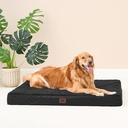 EHEYCIGA Orthopedic XXL Dog Beds for Jumbo Dogs with Removable Washable Cover for Crate, Black, 47x29