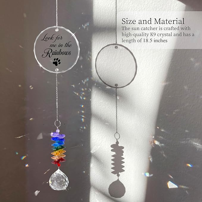 Pet Memorial Suncatcher - Dog Cat Loss Sympathy Gift - Rainbow Crystal Prism - Bereavement Keepsake - Pet Lover Gift - Daily Remembrance - Suncatcher Ornament