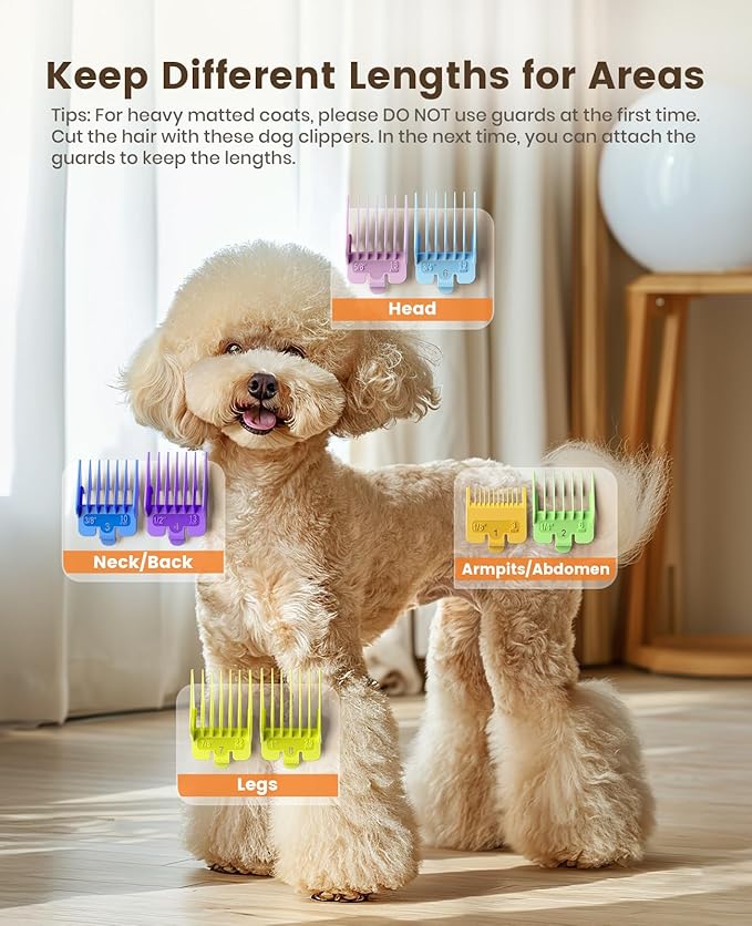 oneisall Dog Grooming Clippers for Thick Heavy Coats,Low Noise Cordless Dog Grooming Kit with Metal Blades, All Stainless Steel, 2 Speeds