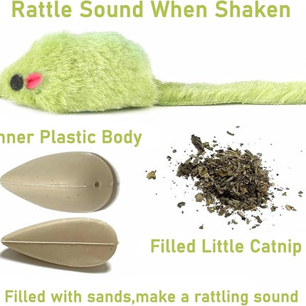 12PCS Cat Mouse Toys,Faux Fur Cat Mice Toys with Plastic Body, Interactive Catnip Toys for Indoor Cats,Perfect for Kittens, Cats, and Puppies!…
