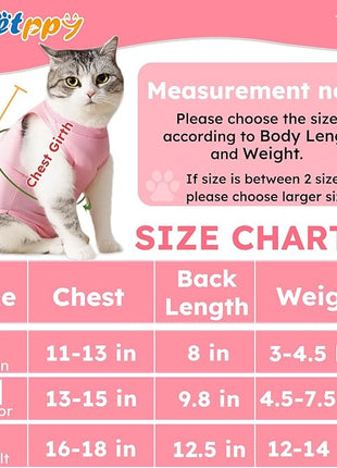 Cat Recovery Suit After Surgery, Breathable Cat Surgery Recovery Suit for Spay Abdominal Wounds or Skin Diseases, E-Collar Alternative Wear for Small Male Female Pets (Pink,L)