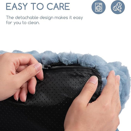 Hollypet Fluffy Plush Pet Cat Couch Soft Calming Pet Sofa Beds for Medium Small Cats and Dogs, Haze Blue