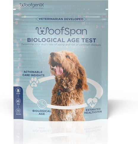 WoofSpan Dog Biological Age Test - DNA Methylation Science to Assess Healthspan, Aging Rate, and Risk for Common Conditions - Personalized Health Report & Preventative Care Tool for Dogs