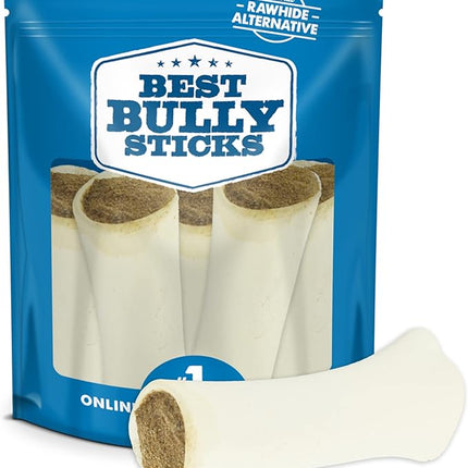 Best Bully Sticks 5-6 Inch Peanut Butter Filled Shin Bones for Dogs - 5 Count (Pack of 1) - Easily Digestible, Long-Lasting, Refillable Treat