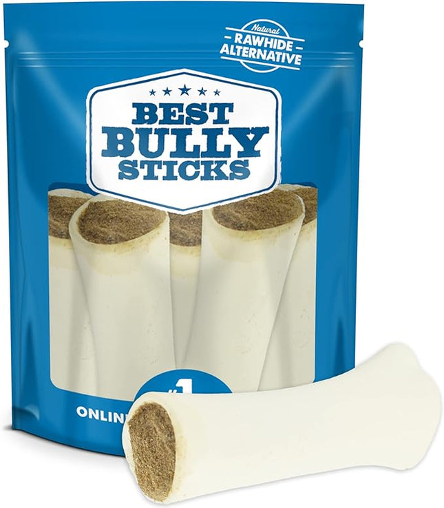 Best Bully Sticks 5-6 Inch Peanut Butter Filled Shin Bones for Dogs - 5 Count (Pack of 1) - Easily Digestible, Long-Lasting, Refillable Treat