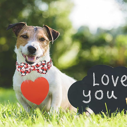 ARING PET Valentine's Day Dog Collar with Bow, Cute Black Heart Pets Detachable Bow Tie Collars for Puppy Small Medium Large Girl Boy Dogs-S