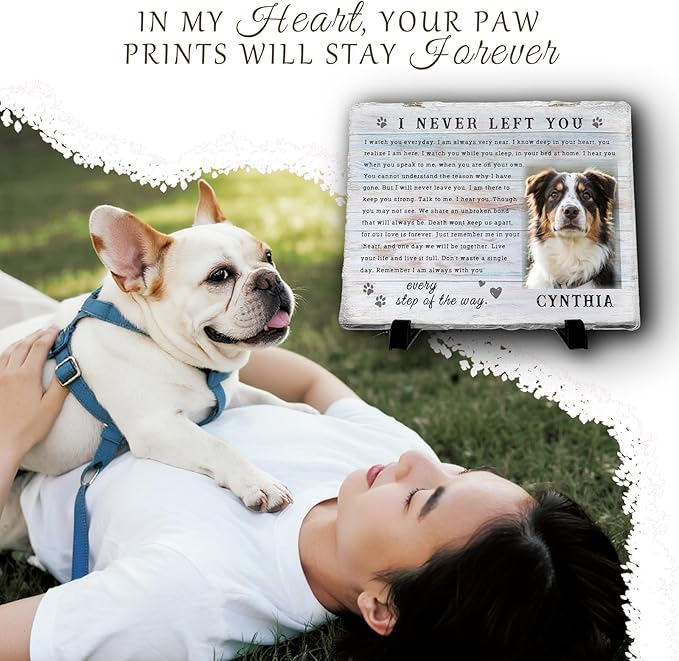 Personalized Pet Memorial Stone, Custom Dog Memorial Gifts for Loss of Dog with Photo Name Date, Dog Remembrance Gift, Loss of Dog Sympathy Gift for Dog Cat Lovers (Quote 12)