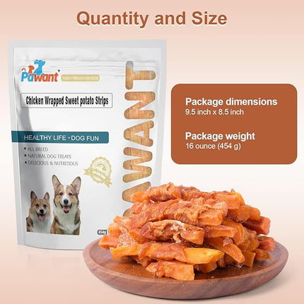 Dog Treats Chicken Wrapped Sweet Potato Dog Snacks, Puppy Training Snacks, Rawhide Free Treats 1lb/454g
