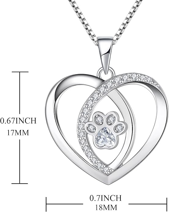 STARCHENIE Puppy Dog Necklace 925 Sterling Silver Love Heart Pendant Cat Pet Paw Print Jewelry for Women