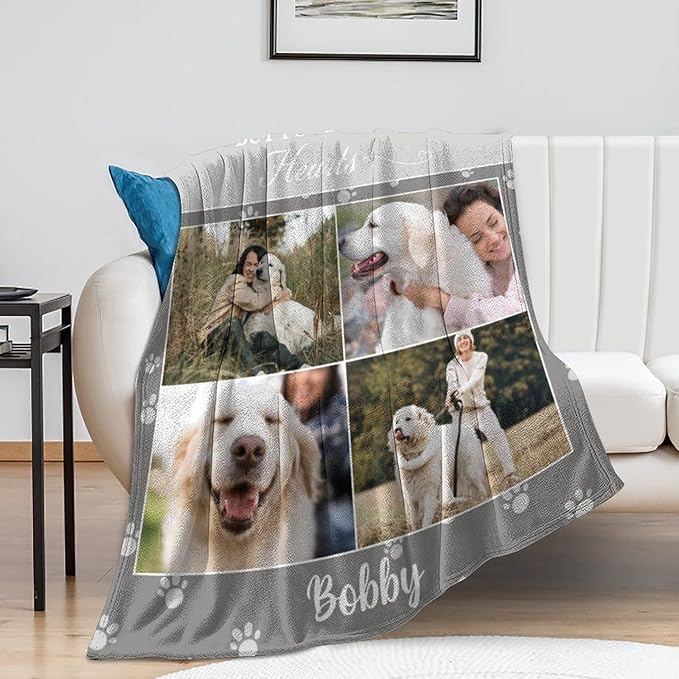 Custom Dog Memorial Gifts for Loss of Pet Cat, Personalized Dog Memorial Blanket with Photos, Pet Memorial Gifts, Pet Loss Gifts, Pet Memorial Throw Blanket, Remembrance Sympathy Bereavement Gifts