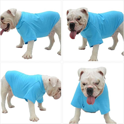 Lovelonglong Bulldog Clothes Dog Clothing Blank T-Shirt Tee Shirts for French Bulldog English Bulldog American Pit Bull Pugs 100% Cotton Skin Care Lake-Blue B-XL