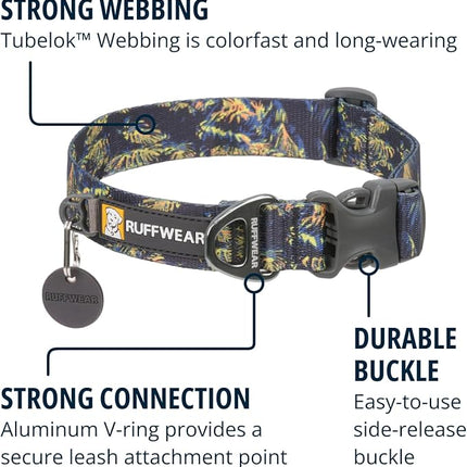 Ruffwear, Front Range Dog Collar, Adjustable Tubelok Webbing, Lightweight, Side Release Buckle, Aluminum V-Ring, Durable for Everyday Use, Deep Jungle, 20"-26"