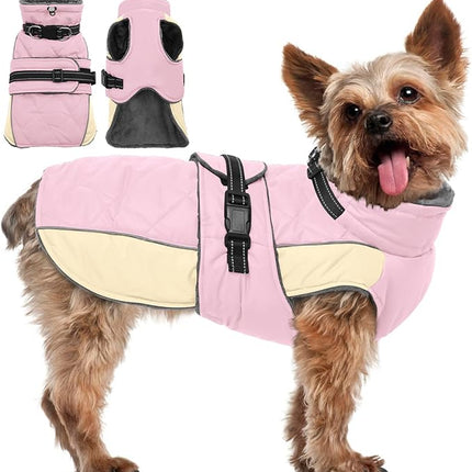 QBLEEV Warm Dog Jacket - Reflective, Adjustable Winter Coat with Turtleneck for Cold Weather, Waterproof Fleece Snowsuit for Small, Medium, Large Dogs