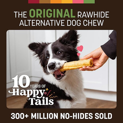 Earth Animal No Hide Chews - Long Lasting Rawhide Free Medium Dog Chews Rolls, Pork - 6 Count