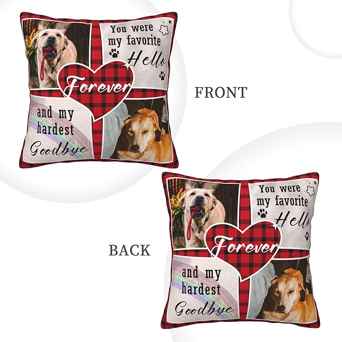 Funnylife Personalized Pet Memorial Throw Pillow with Photo Pet Memorial Gifts for Dogs Cats Loss of Dog Sympathy Gift Dog Bereavement Remembrance Picture Pillow