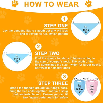 Big Sister and Big Brother Pet Dog Bandana, Triangle Scarf for Small Medium Large Dogs, Baby Announcement Gender Reveal Photo Prop Pet Scarf for Dog Lover, 2 Packs