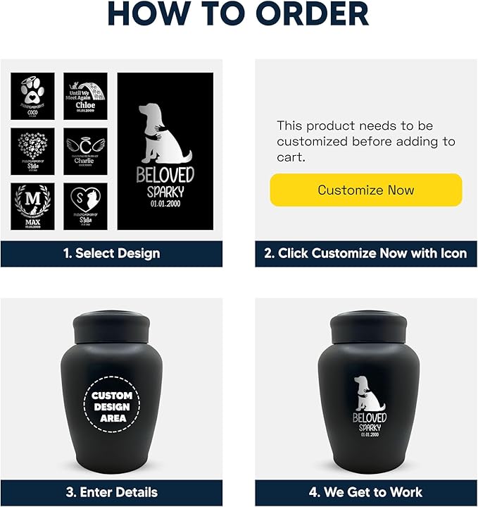 Personalized Custom Dog Urn Engraved Dog Name and Date - Stainless Steel Large Cremation Urns for Large Dog's Ashes with Airtight Closure | 150 Cu in. Capacity | Paw Print Heart