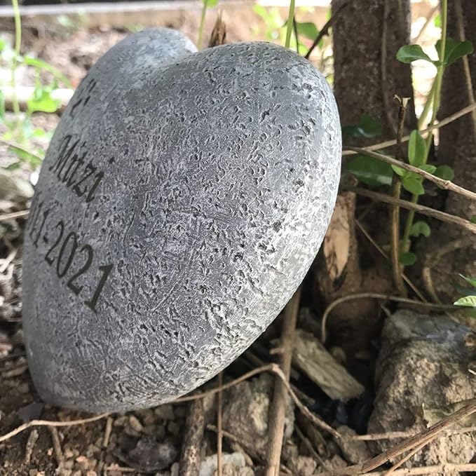 Personalized Paw Prints Pet Memorial Stones, Heart Shaped Dog Grave Marker, Custom Dog Garden Tombstone for Outdoors Or Indoors-Pet Sympathy Gift