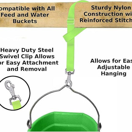 Rosemarie Horse Bucket Strap Hangers,Horse Suppliers Adjustable Nylon Straps up to 700 lbs for Hay Nets, Water Buckets,Hanging-Pratical and Easy Use(4 Pack) (Green)