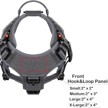 ICEFANG Tactical Dog Harness, X-Large Size,2X Metal Buckle,Working Dog MOLLE Vest with Handle,No Pulling Front Leash Clip,Hook and Loop Panel (Grey,XL (Pack of 1))