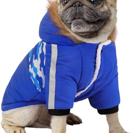 Queenmore Warm Dog Winter Coat, Cold Weather Waterproof Dog Snow Jacket, Reflective Dogs Hoodie with Long Sleeves for Small Medium and Large Dogs