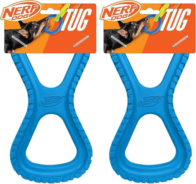 Nerf Dog Tire Infinity Tug Dog Toy, Lightweight, Durable and Water Resistant, 10 Inches, for Medium/Large Breeds, Single Unit, Blue (Pack of 2)