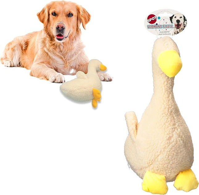 SPOT 13in Vermont Style Fleece Duck Dog Toy – Soft Plush Squeaky Comfort Toy for Medium & Large Dogs and Puppies – No Plastic Parts – Safe for Light Chewers – Calming & Cuddly Indoor Pet Toy