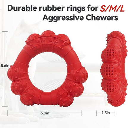 Indestructible Dog Chew Toys for Aggressive Chewers, Super Chewer Toys for Medium Large Dogs, Interactive Ring Toy, Heavy Duty Teething Toys