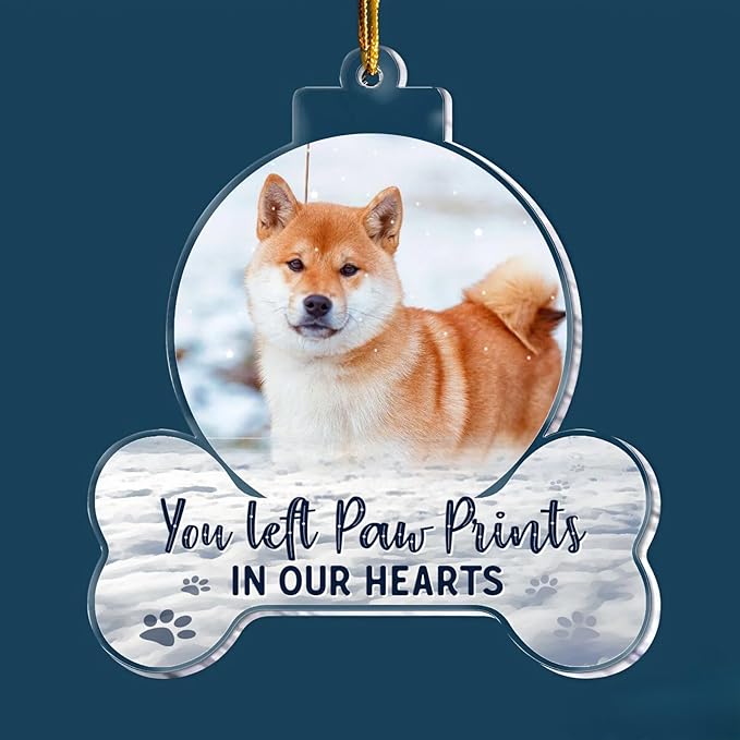 Pavo Acrylic Ornament, Forever in My Heart - Personalized Pet Memorial Photo Ornament, Custom Pet Memorial Keepsake, Perfect Christmas Memorial Gift for Pet Lovers, Dog Mom, Cat Mom (Loss of Dog)