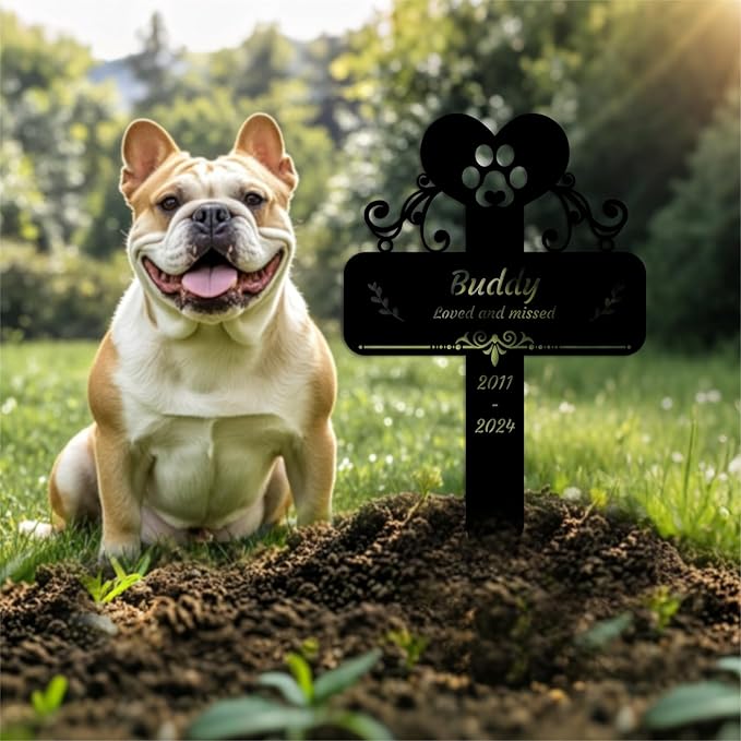 Custom Dog Grave Marker Metal Cross Memorial Gifts Personalized Pet Loss Sign with Name Dog Tombstones for Graves Outdoor Dog Yard Stake
