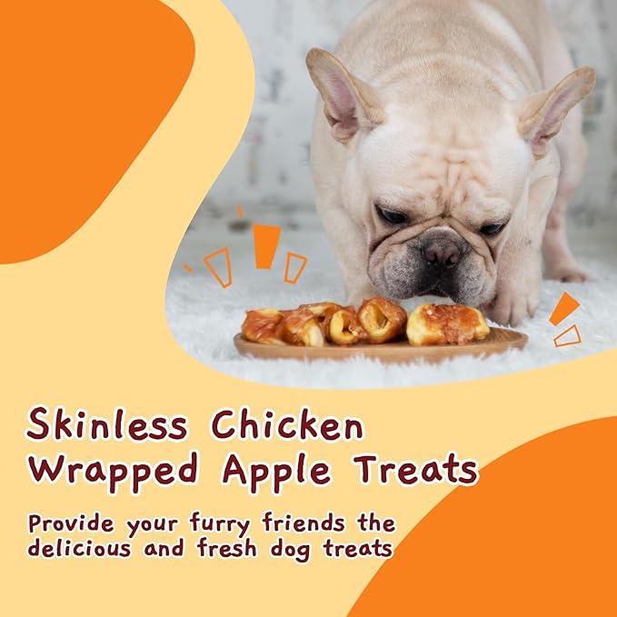 Jungle Calling Dog Treats, Skinless Chicken Wrapped Apple Treats, Gluten and Grain Free, Chewy Dog Bites for Balanced Nutrition, 10.6oz