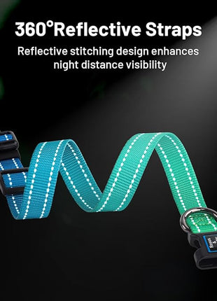 Roses&Poetry Collars for Dogs, Adjustable Reflective Durable Pet Collars for Small Medium Large Dogs (Bluegreen-XS)