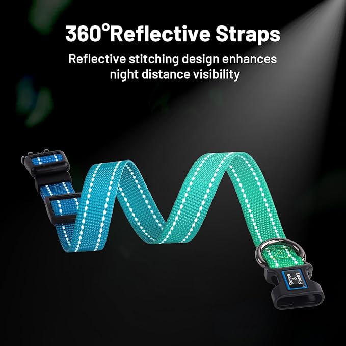 Roses&Poetry Dog Collars for Medium Dogs, Adjustable Durable Pet Collars for Small Medium Large Dogs (Bluegreen-M)