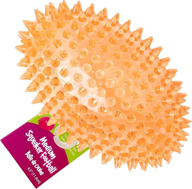 Gnawsome™ 4.5” Spiky Squeaker Football Dog Toy - Large, Cleans Teeth and Promotes Good Dental and Gum Health for Your Pet, Colors Will Vary,All Breed Sizes