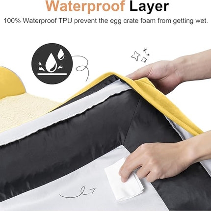 Large Dog Bed Orthopedic Washable: Beds Bolster XL Bed Big XLarge Dogs Egg Crate Foam Couch Sofa Waterproof with Removable Cover - Ginger