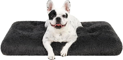 KSIIA Dog Crate Bed Washable Dog Beds for Medium Dogs Deluxe Plush Fluffy Comfy Thick Kennel Pad Anti-Slip & Anti-Scratch Pet Sleeping Mat, 29 x 21 Inch, Dark Gray