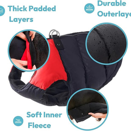 Gooby Padded Vest Dog Jacket - Purple, X-Large - Warm Zip Up Vest Fleece Jacket with Dual D Ring Leash Water Resistant for Small to Medium Dogs