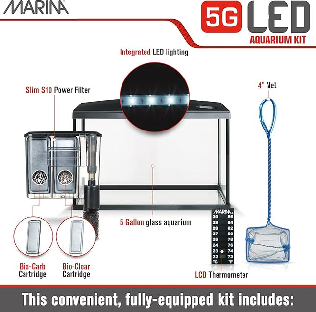 Marina 5 Gallon (19 L) LED Aquarium Kit – Ideal for Beginner Aquarists and New Fish-Keepers