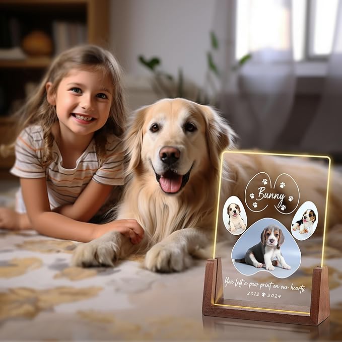 Pet Memorial Gifts for Dogs, Dog Memorial Gifts for Loss of Dog, Pet Remembrance Gift Dog, Cat Loss Sympathy Gift, Dog Memorial Night Light, Pet Memorial Gifts Cat, Pet Memorial Acrylic Plaque