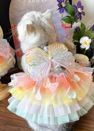 Cat/Small Dog Pretty Fairy Costume Clothing - Cute Dress Outfit for Spring Halloween Christmas Girl Party (XS)