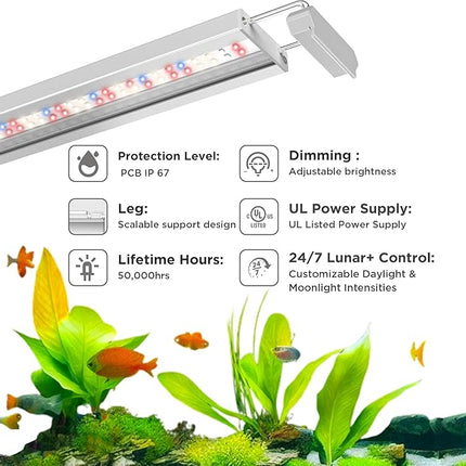 Finnex Stingray 3 Aquarium LED Light, 24/7 Lunar+, Controllable, Extendable Legs