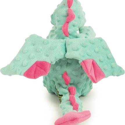 goDog Dragons Squeaky Plush Dog Toy with Chew Guard Technology, Durable Fabric & Squeaker for Active Play, Seafoam, Large