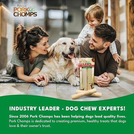 Pork Chomps Baked Pork Skin Dog Chews, 8-inch Rolls, 2 Count
